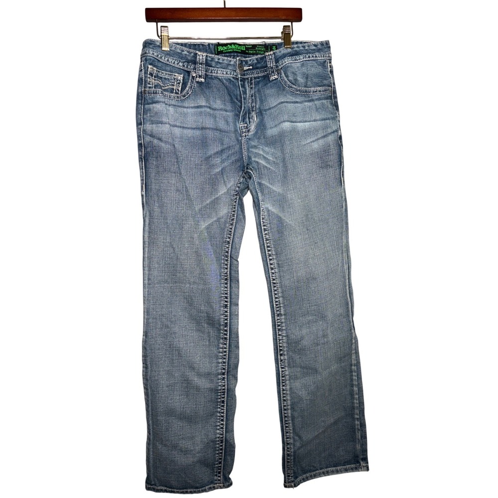 Rock and Roll Cowboy Pistol Straight Leg Jeans Mens 34 Western Denim Y2K Rodeo